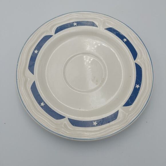 Tienshan Stoneware white & Blue Saucer from the Fantasy Unicorn Set VTG - Picture 1 of 2